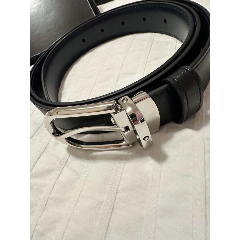 Montblanc Belt Men's Reversible Horseshoe Buckle Italian Leather New in Box - Picture 4 of 9
